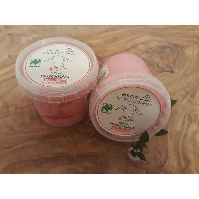 Hofgut Kapellenhof Schaf-Frischkäse Rote Beete Meerrettich im Becher,150g - Produktbild