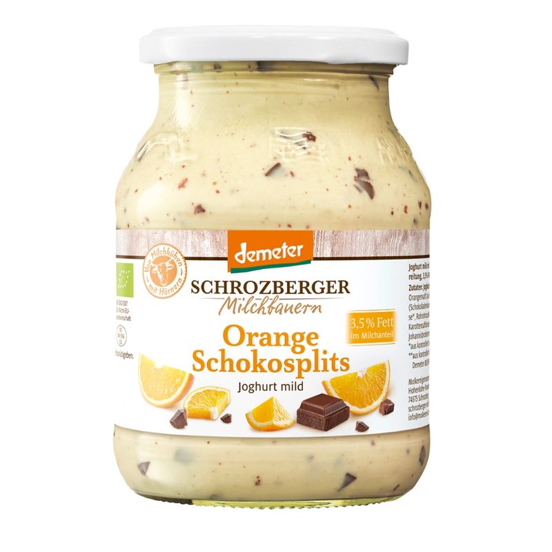 Schrozberger Milchbauern Dem. Orange Schokosplits Jogh. 500g - Produktbild
