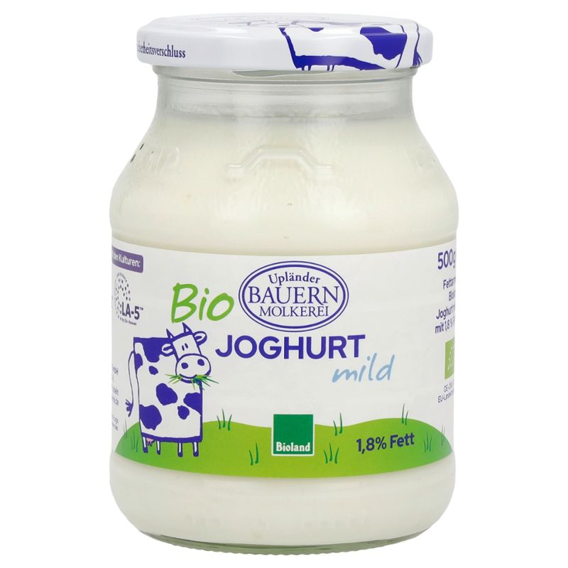 Upländer Bauernmolkerei Bioland Naturjoghurt mild 1,8% Glas - Produktbild