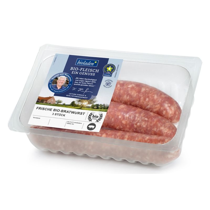 bioladen Frische Bratwurst vom Schwein, grob, 3 Stück - Produktbild