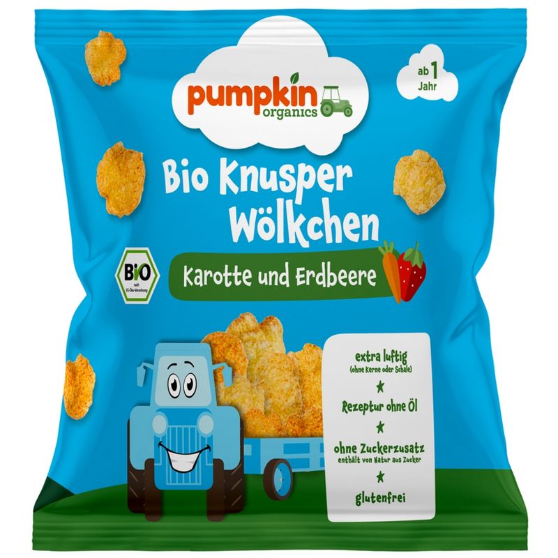 Pumpkin Organics Bio Knusper Wölkchen Karotte & Erdbeere - Produktbild
