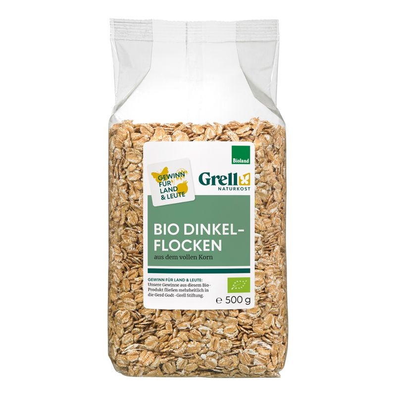 Grell Naturkost Dinkelflocken aus dem vollen Korn - Produktbild