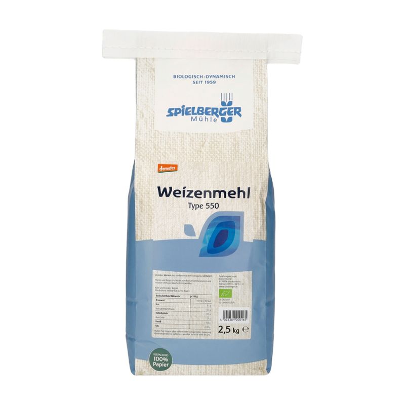 Spielberger Mühle Weizenmehl Type 550, demeter – für Familien & Vorrat - Produktbild