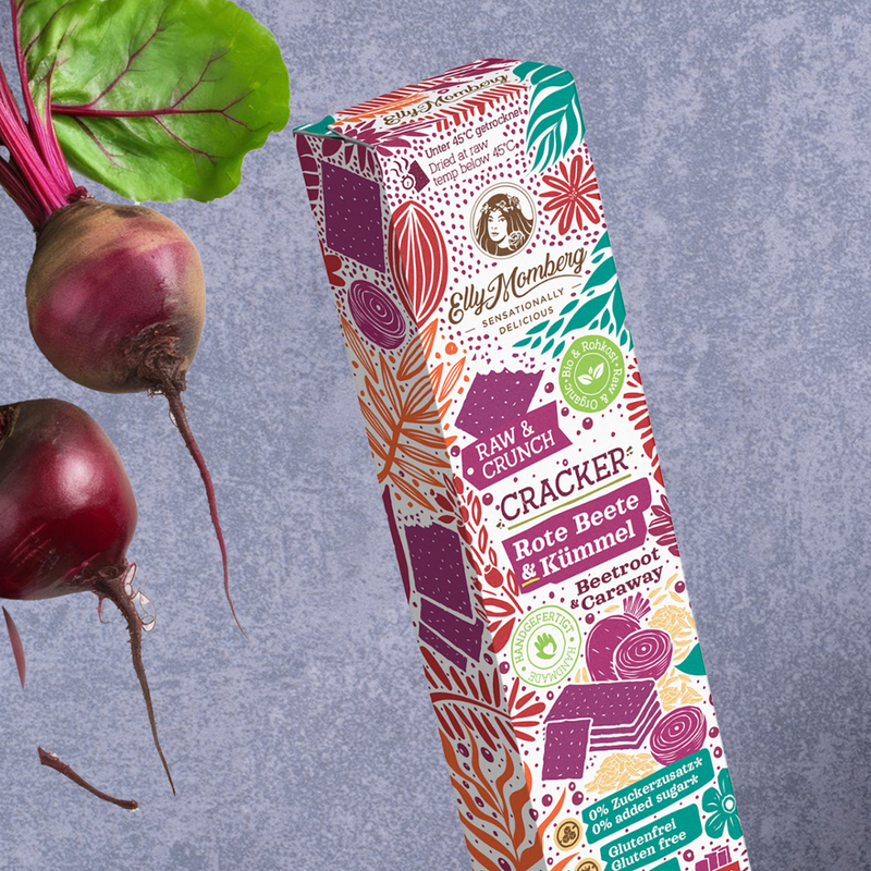 Elly Momberg BIO Rohkost-Cracker - Rote Beete & Kümmel - Raw & Crunch - Produktbild