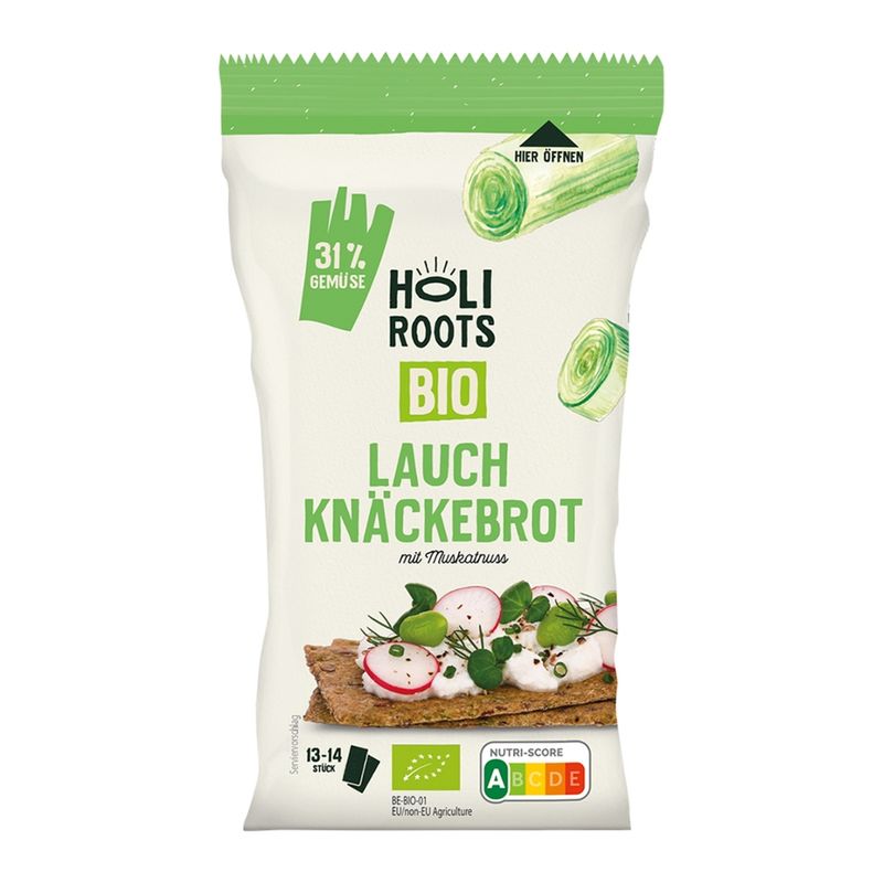 Holiroots Holiroots Bio- Gemüse Knäckebrote Lauch mit Muskatnuss - Produktbild