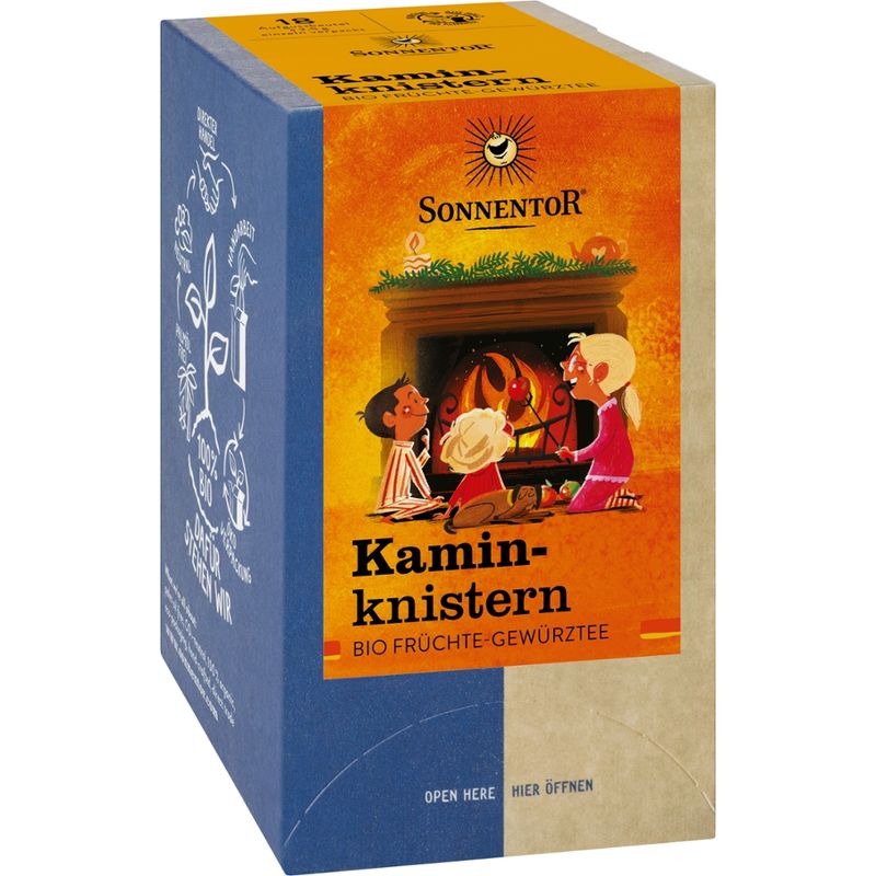 Sonnentor Kaminknistern Früchtetee, Doppelkammerbeutel - Produktbild