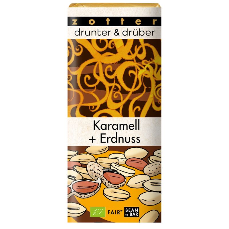 Zotter Schokolade drunter & drüber Karamell + Erdnuss - Produktbild