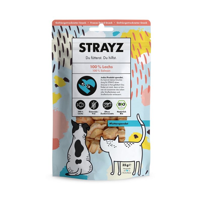 STRAYZ STRAYZ Katze Snack 100% Lachs gefriergetrocknet BIO, 35g - Produktbild