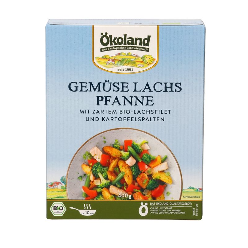 ÖKOLAND Gemüse-Lachs-Pfanne mit zartem Bio-Lachsfilet und Kartoffelspalten - Produktbild