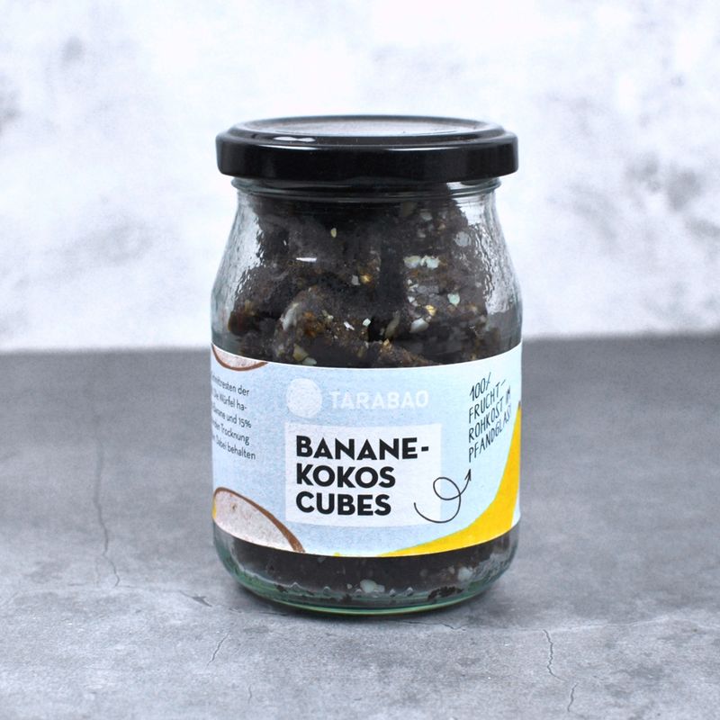 TARABAO Banane Kokos Cubes im Pfandglas - Produktbild