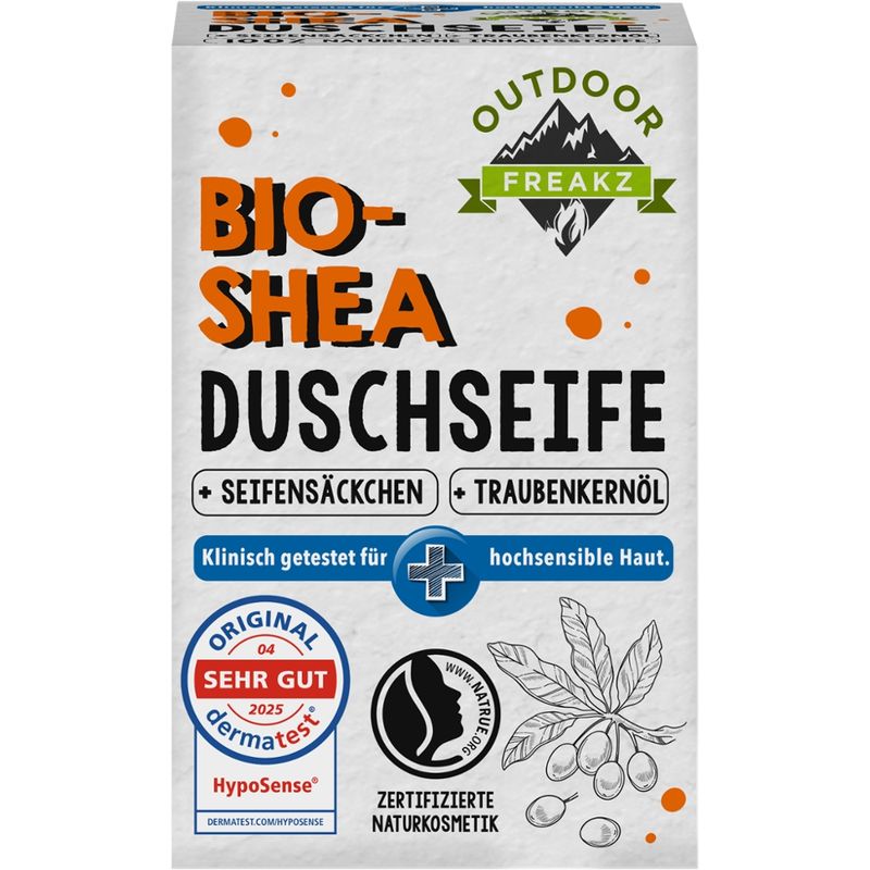 Outdoor Freakz Bio Shea Duschseife mit Seifensäckchen - Produktbild