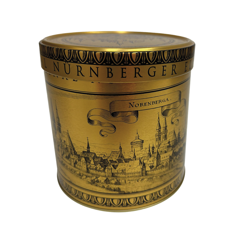 Nürnberger Bio Originale 5 Bio Elisen-Lebkuchen 2-fach sort. in goldfarbiger Metalldose - Produktbild