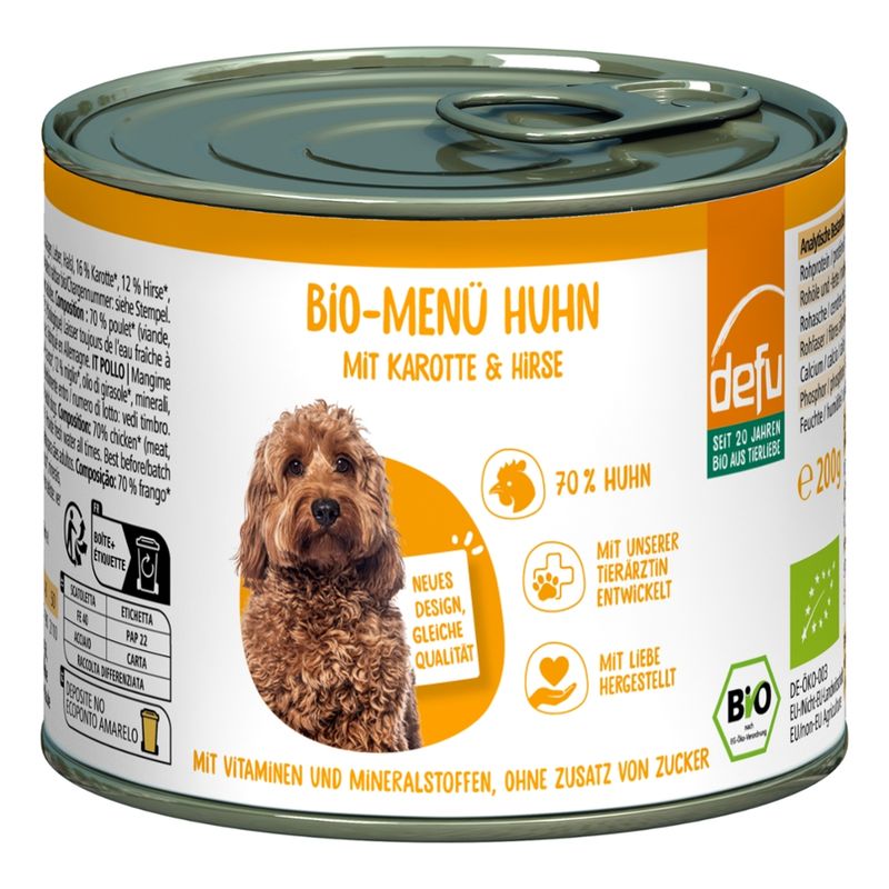 defu - Das Tierfutter vom Bio-Bauern Hund Bio-Menü mit Huhn mit Karotte & Hirse - Produktbild