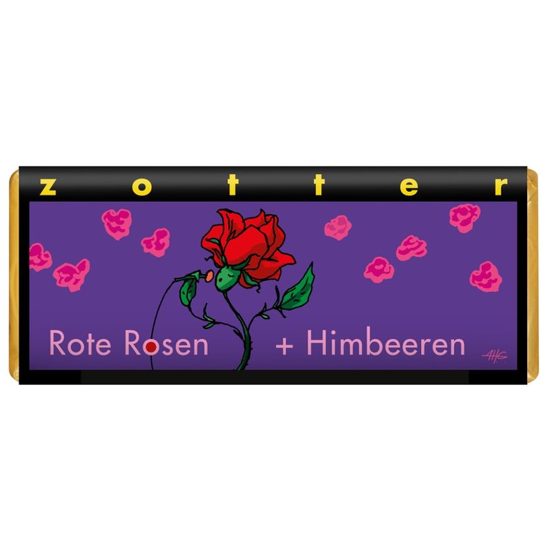 Zotter Schokolade Rote Rosen + Himbeeren - Produktbild