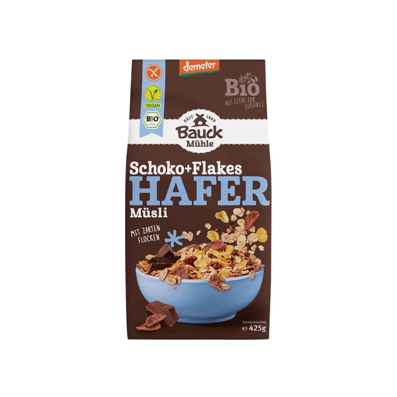 Bauck Mühle Hafer Müsli Schoko+Flakes Demeter gf - Produktbild