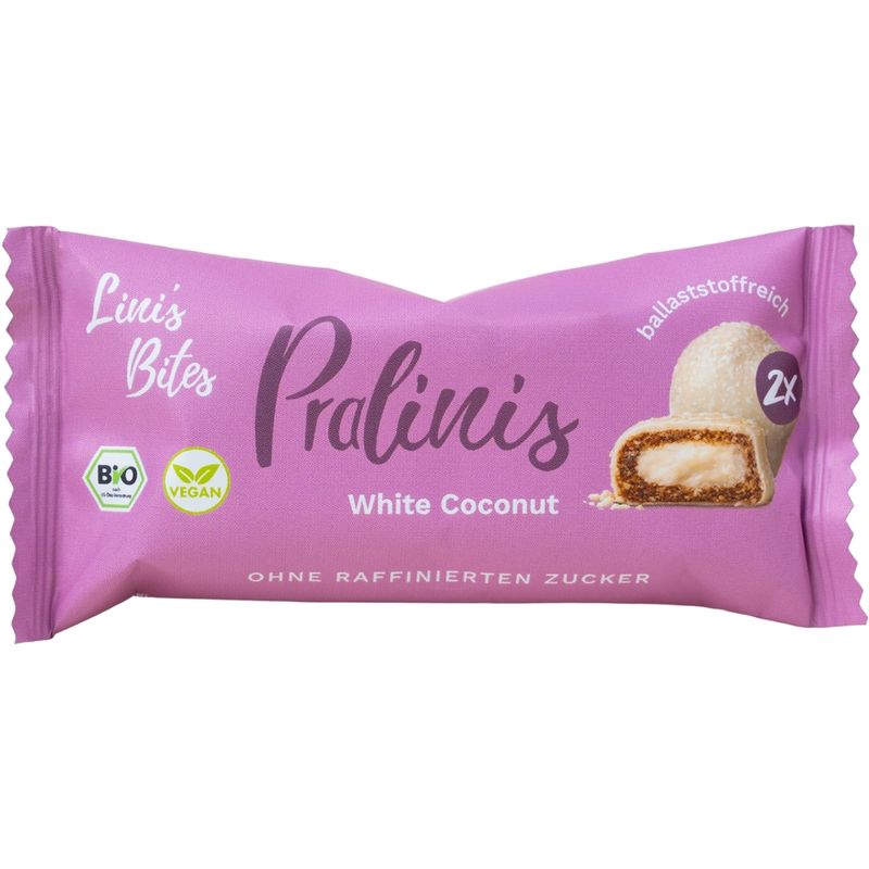 Lini's Bites White Coconut Pralinis Bio Dattelkugel - Produktbild