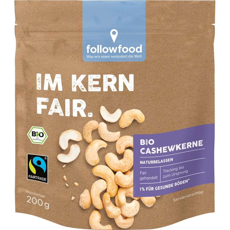 followfood Bio Cashewkerne FairTrade naturbelassen - Produktbild