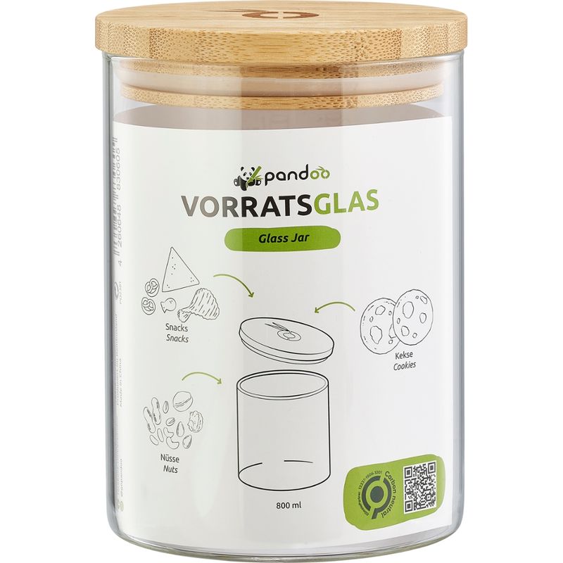 pandoo pandoo Vorratsglas 800ml - Durchmesser 9,5 cm - Höhe 12,5 cm - Produktbild