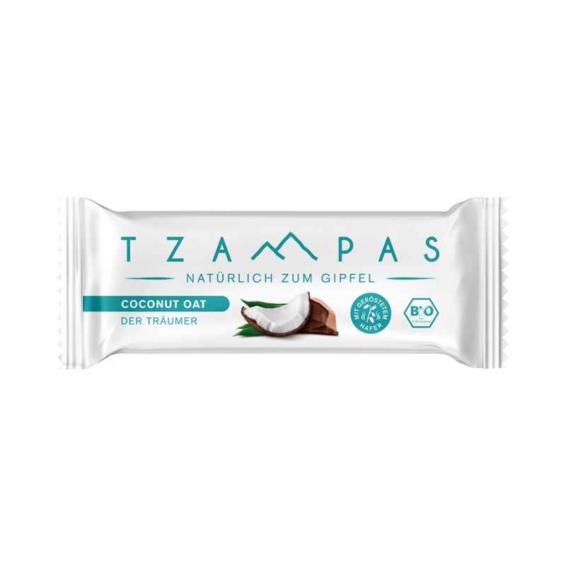 TZAMPAS TZAMPAS Energieriegel Coconut Oat - Der Träumer. Natürlich zum Gipfel. Mit geröstetem Hafer, Kokosnuss und Zartbitterschokolade - Produktbild