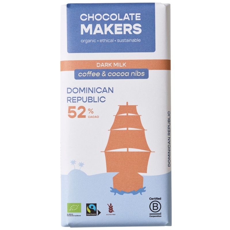 Chocolatemakers Dominikanische Republik Dunkle Milch 52% Kaffe & Kakaonibs - Produktbild