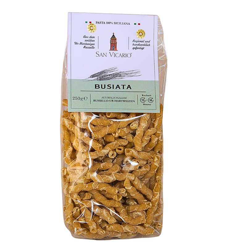 San Vicario Busiata semola Pasta aus sizilianischem RUSSELLO-Ur-Hartweizen - Produktbild