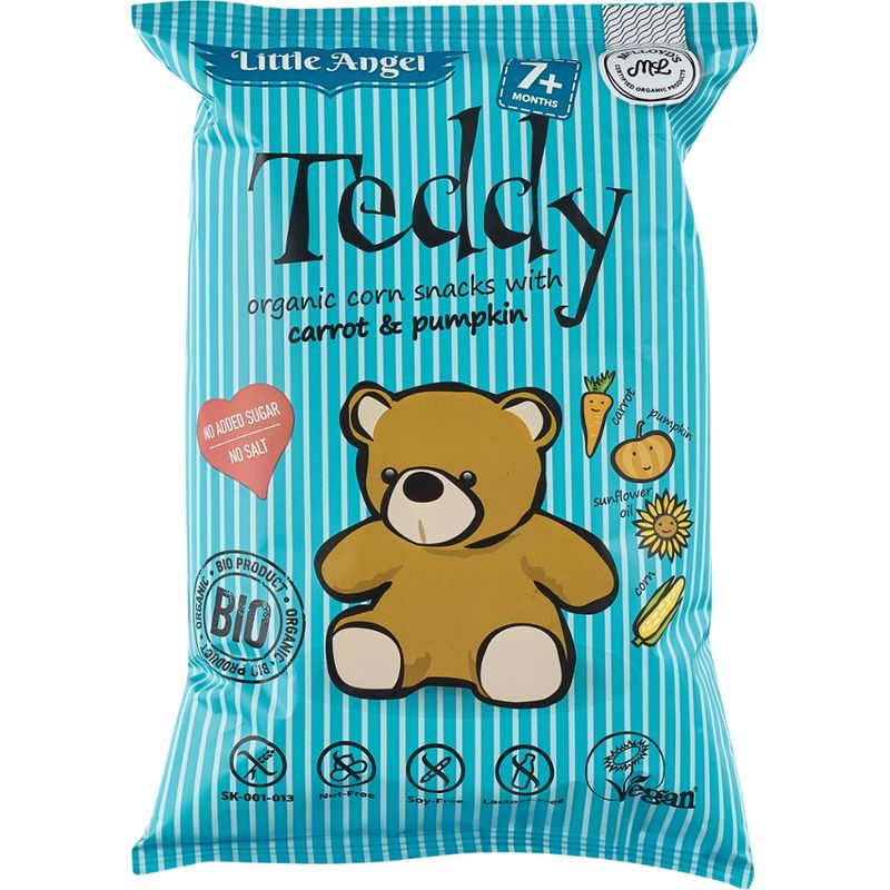 Little Angel  Little Angel Bio Teddy Mais Kindersnack Karotte-Kürbis ab 7 Monate glutenfrei - Produktbild