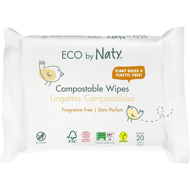 Naty Naty Feuchttücher unparfümiert , kompostierbar, Reisegröβe, 20 St. - Produktbild