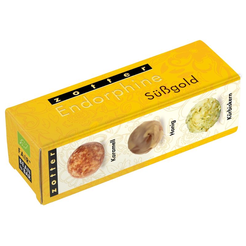 Zotter Schokolade Endorphine "Süßgold" - 3 Kugeln - Produktbild