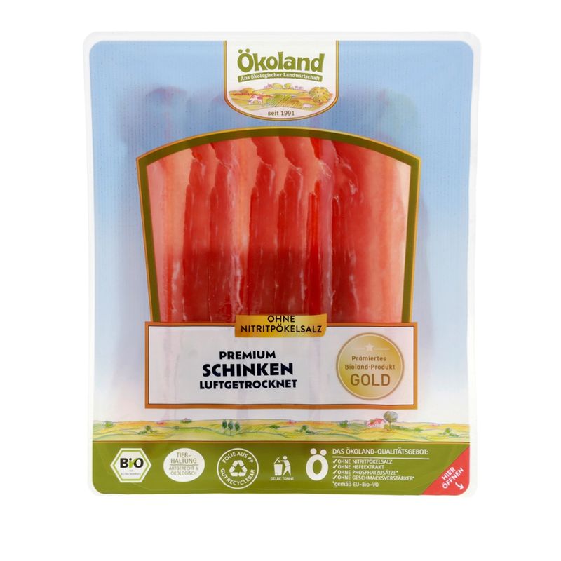 ÖKOLAND Premium Schinken luftgetrocknet, über 4 Monate gereift - Produktbild