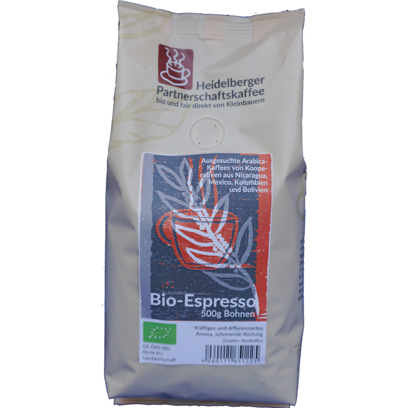 Heidelberger Partnerschaftskaffee Bio-Espresso 500g Bohnen - Heidelberger Partnerschaftskaffee - Produktbild