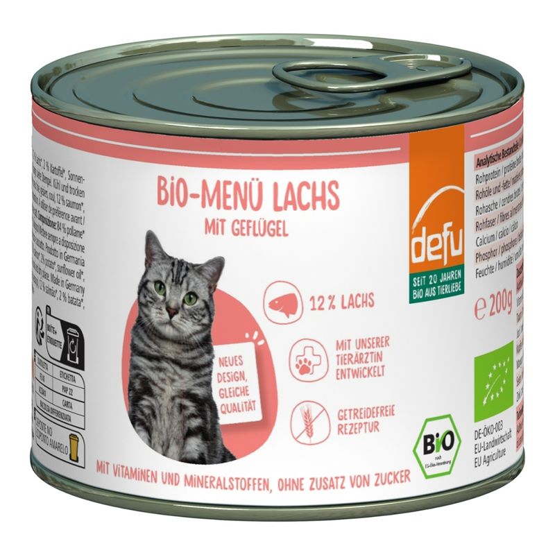 defu - Das Tierfutter vom Bio-Bauern Katze Bio-Menü Lachs mit Geflügel - Produktbild