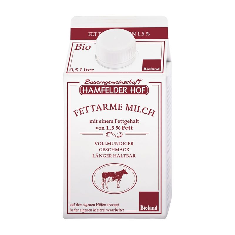 Hamfelder Hof Fettarme Milch, 1,5% Fett, länger haltbar - Produktbild