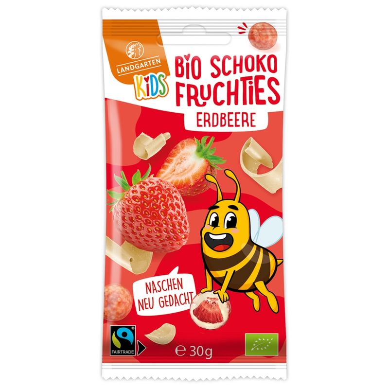 Landgarten Bio Kids Schoko Fruchties Erdbeere 30g - Produktbild