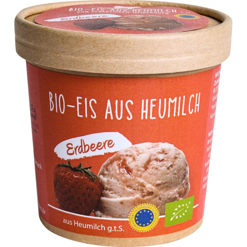 Bio - Heumilcheis Manufaktur Hohenlohe Bio - Eis aus Heumilch g.t.S. Erdbeere 300ml - Produktbild