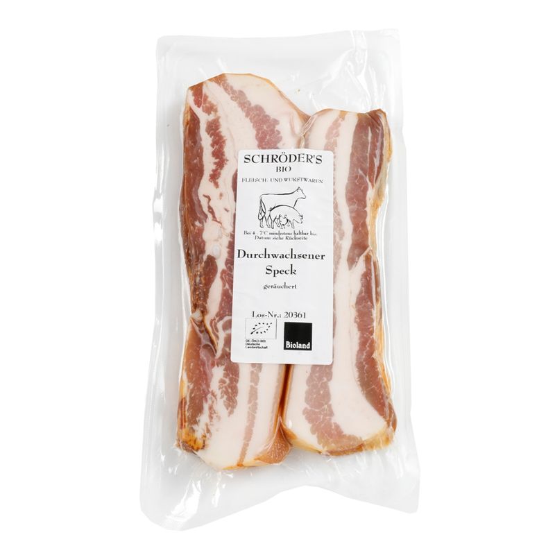Schröder's Bio Fleisch- und Wurstwaren Durchwachsener Speck ca. 220 g Stück - Produktbild
