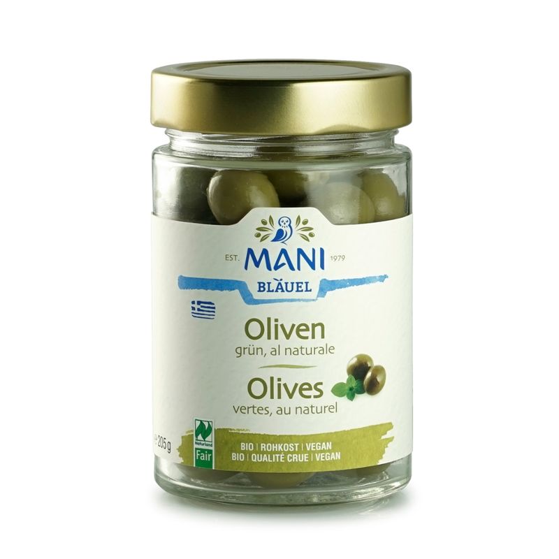 MANI® Grüne Oliven al naturale, bio, NL Fair - Produktbild