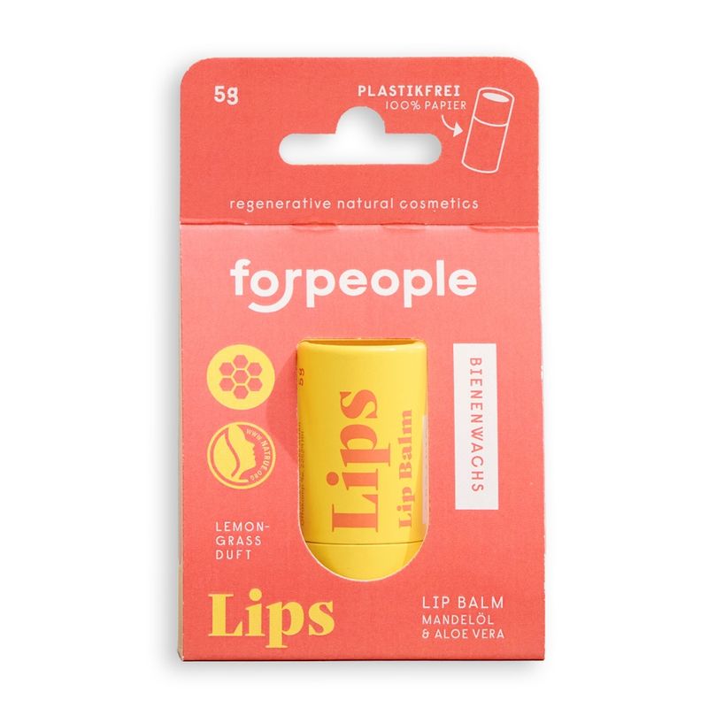 4peoplewhocare Lips - Lipbalm mit Bienenwachs und Lemongrass Duft - Zertifizierte Biokosmetik - Produktbild
