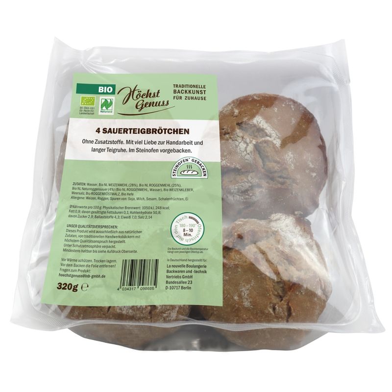 PurGenuss Bio Naturland Sauerteig Brötchen 4er, MAP - Produktbild