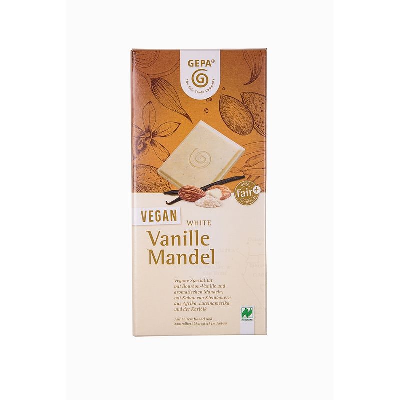 GEPA - The Fair Trade Company Bio Vegan White Vanille Mandel Kakaobutterzubereitung mit Vanille und Mandel - Produktbild