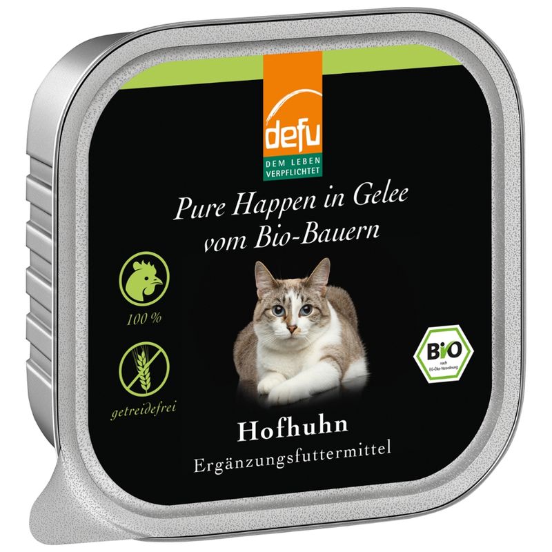defu - Das Tierfutter vom Bio-Bauern Katze Pure Happen in Gelee Hofhuhn - Produktbild