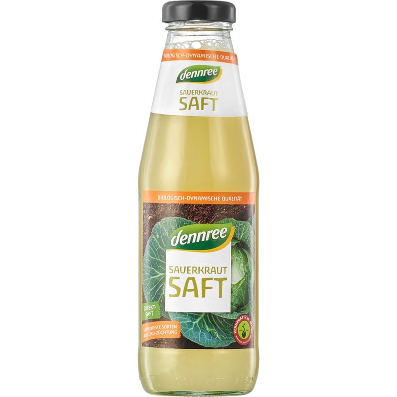 dennree Sauerkrautsaft, Direktsaft, samenfeste Sorten aus Öko-Züchtung, milchsauer vergoren - Produktbild