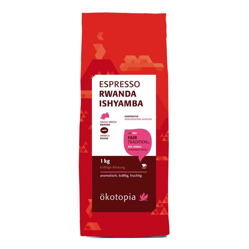 Ökotopia  Espresso Rwanda Ishyamba Bohne kbA 1000g - Produktbild