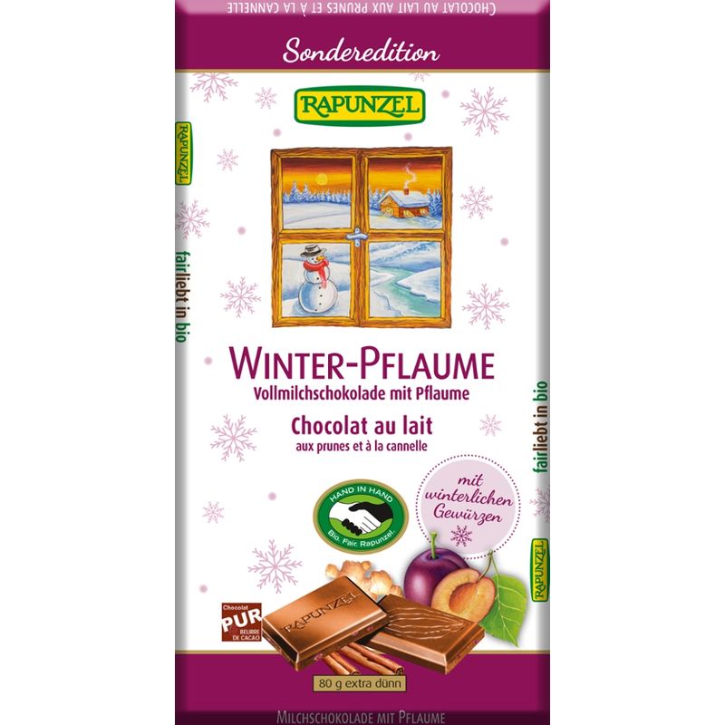 Rapunzel Vollmilch Schokolade Winter-Pflaume HIH - Produktbild