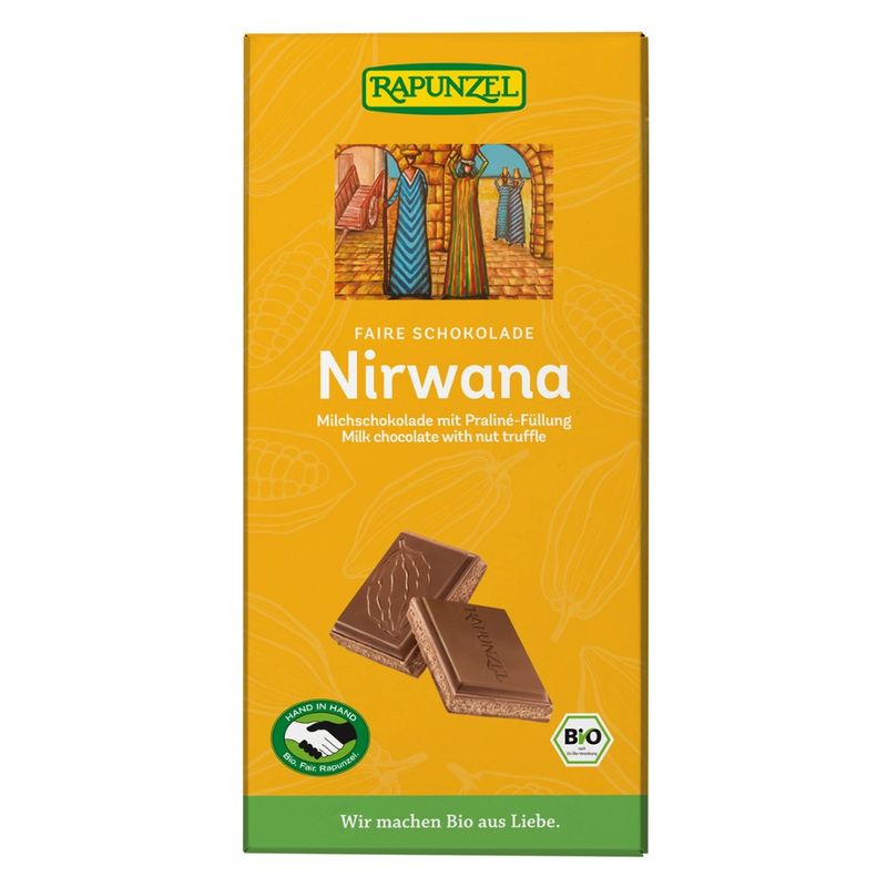Rapunzel Nirwana Milchschokolade mit Praliné-Füllung HIH - Produktbild
