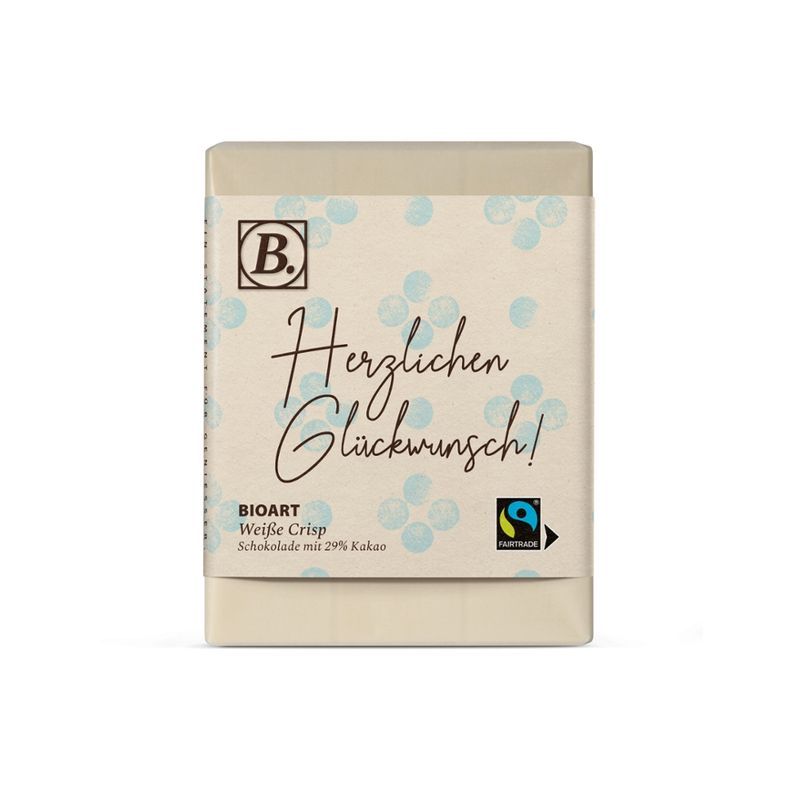 BioArt AG B. Schokolade Herzlichen Glückwunsch 70g bio, FT-Cert. - Produktbild