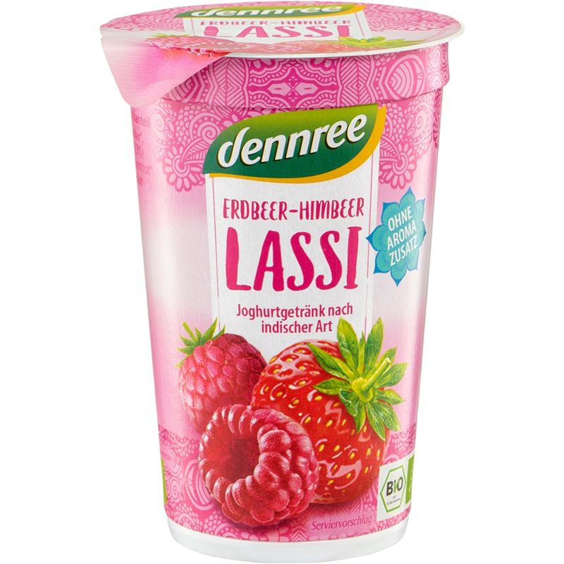 dennree Erdbeer-Himbeer Lassi, Joghurtgetränk nach indischer Art - Produktbild