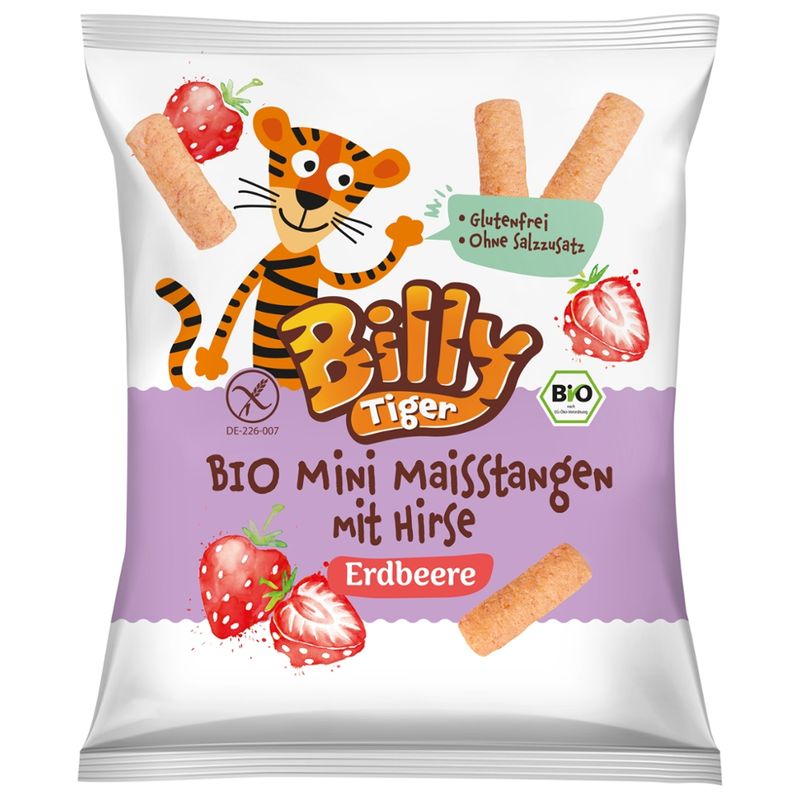 Billy Tiger Billy Tiger BIO Mini Maisstangen mit Hirse und Erdbeere - Produktbild