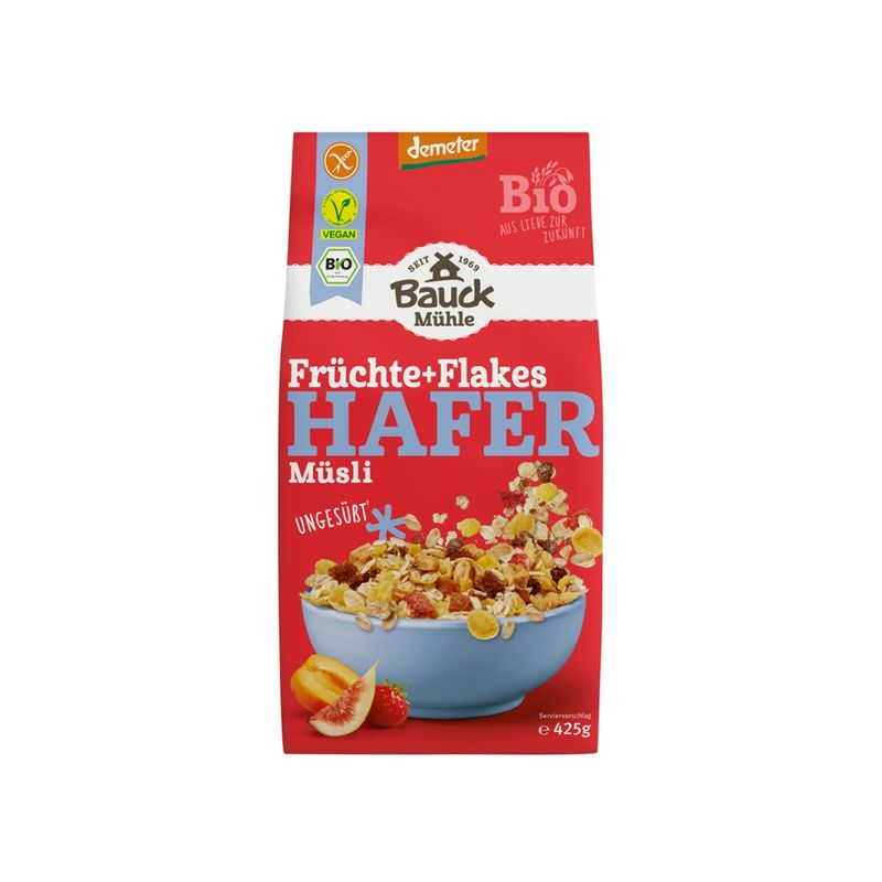 Bauck Mühle Hafer Müsli Früchte+Flakes Demeter glutenfrei - Produktbild