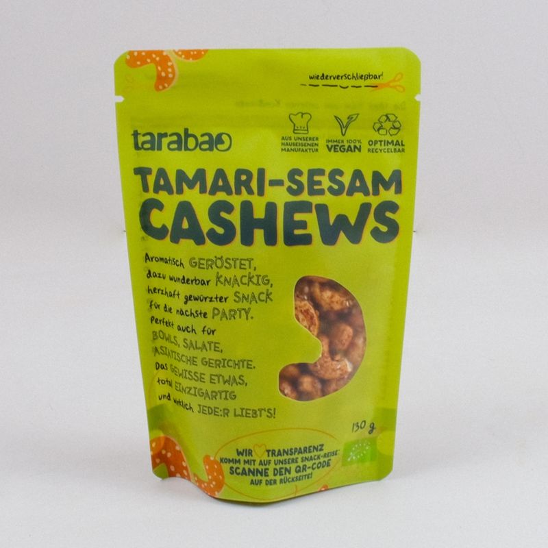 TARABAO Tamari-Sesam-Cashews im 130-g-Doypack - Produktbild