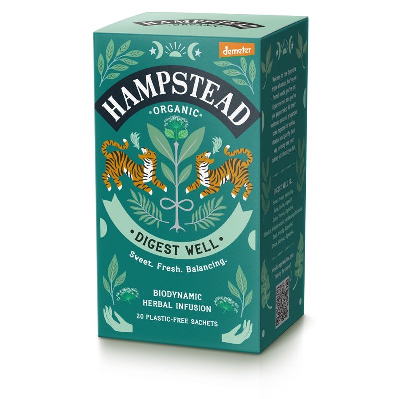 Hampstead Organic  Organic Demeter Digest Well Tea bags in plastic free packaging - Produktbild